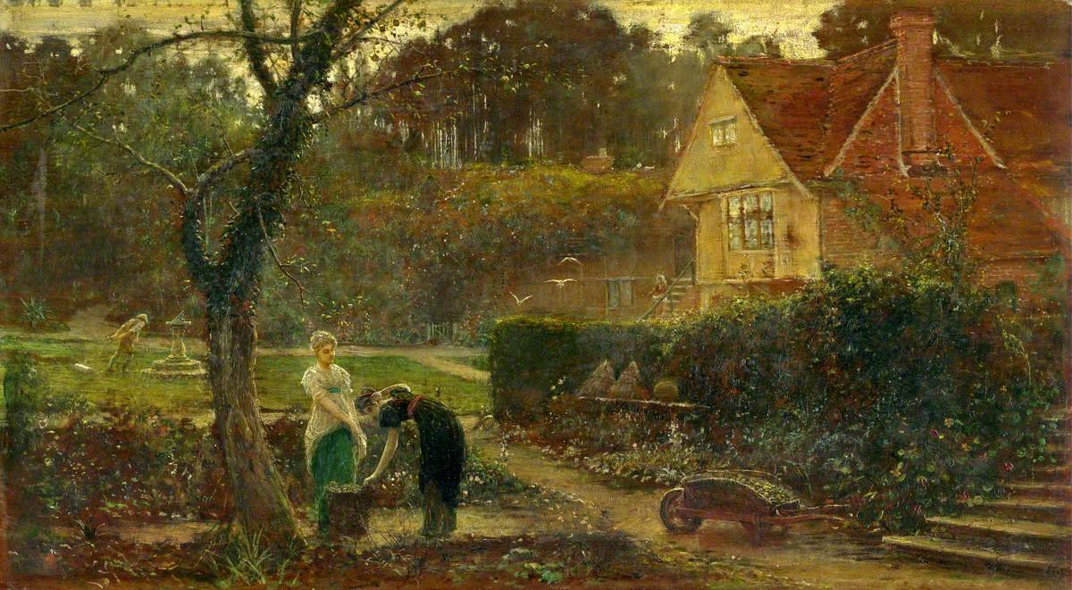 Portrait of Henry George Hewitt in a country house garden