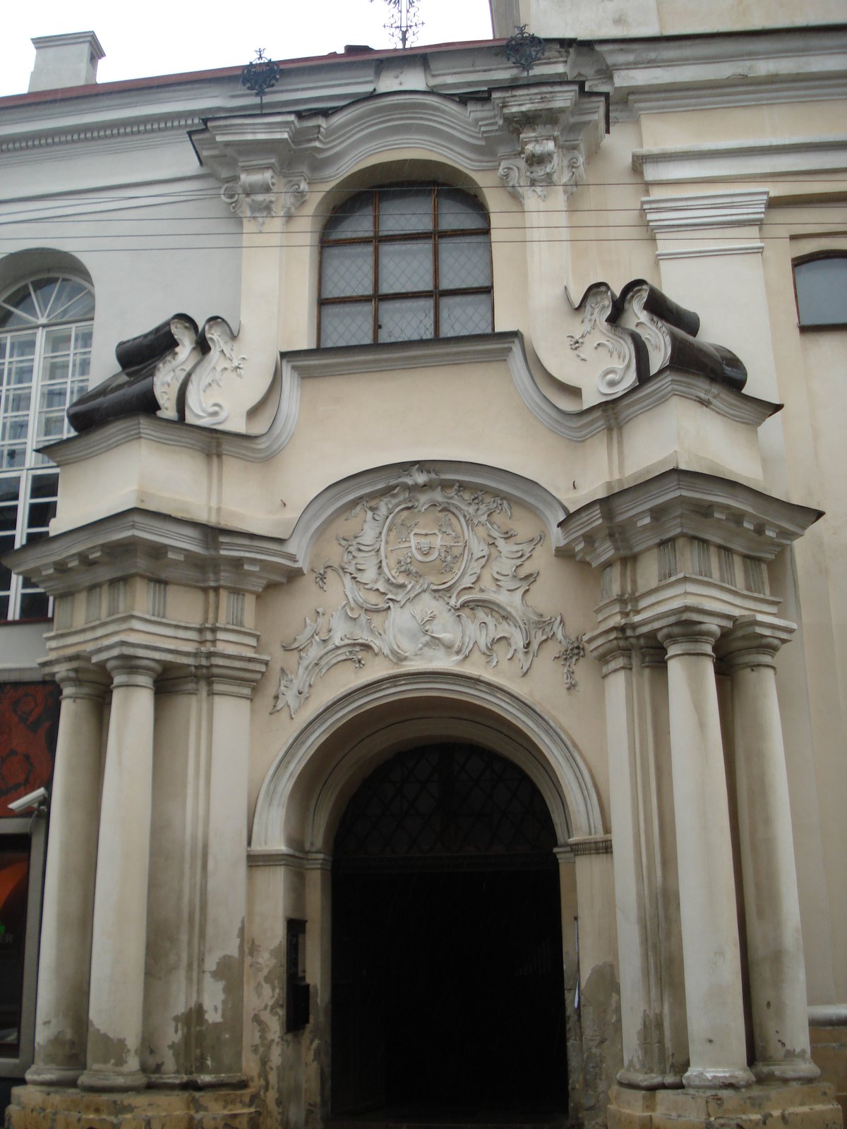 Entrance of the Dominican Church of the Holy Spirit in Vilnius Lithuania