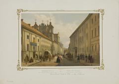 Street view of Vilnia with Dominican Church and Monastery from 1850