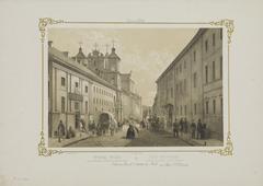Historic view of Dominican Street in Vilnia with the Church of the Holy Spirit and Dominican Monastery