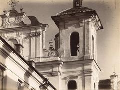 Historic view of Vilnius Dominikanskaja street with Church of the Holy Spirit at Dominican Monastery in 1914