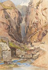 The Castalian Spring at Delphi painted by John Fulleylove
