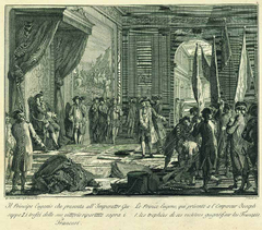 Prince Eugene presenting trophies of victories over the French to Emperor Joseph I