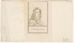 Portrait of Eugenius van Savoye, black and white bust etching