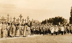 Religious procession commemorating the 200th anniversary of the Battle of Poltava in 1909
