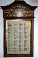 Kew Road Wesleyan Day School Roll of Honour WW1 memorial at the Museum of Richmond
