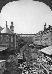 Historic buildings and grounds of the Congregation de Notre Dame in Montreal around 1885