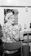 Portrait of Finnish opera vocalist Marja Tyrkkö in dressing room of Finnish National Opera
