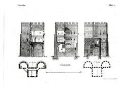 Historical map of Cologne city fortifications between 1180 and 1882