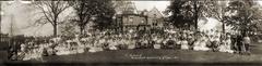 Panoramic photograph of the Cincinnati Conservatory of Music lawn in 1913 with Shillito Mansion in background