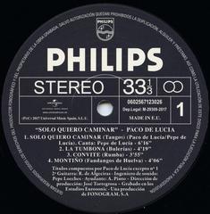 Album cover of Paco de Lucia's Solo Quiero Caminar vinyl record