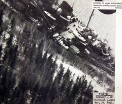 Aerial halftone image of German battleship Tirpitz, Bismarck class, during WWII