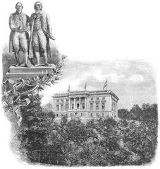 19th century illustrated people outdoors