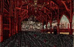 Interior view of the main hall of the Gürzenich concert hall in Köln, Germany circa 1909