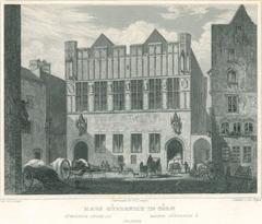 Haus Gürzenich steel engraving by Poppel after Lange around 1850