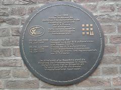 Commemorative plaque at the Gürzenich in Cologne Germany
