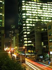Golden Gate University building at night on Mission Street San Francisco