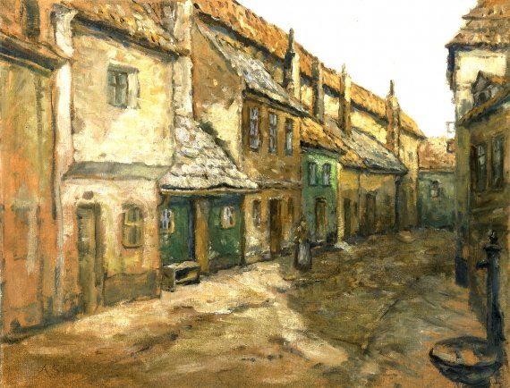 Antonín Slavíček painting Zlatá ulička showing a charming old street
