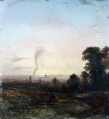 Morning view of London from Highgate with cityscape and river under clear sky