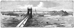 Historic view of Cincinnati during the 1883 flood with submerged streets and buildings
