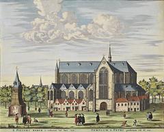 Illustration of Pieterskerk in Leiden from the 1698 Stedenboek by Frederick de Wit