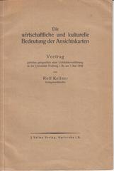 Title page of a 1926 lecture on the economic and cultural importance of postcards by Rolf Kellner