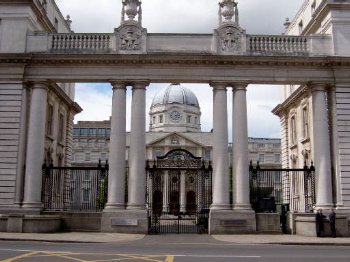 Detailed view of the Government buildings in Dublin, Ireland