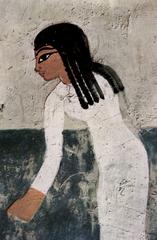 Ancient Egyptian wall painting from the Tomb of Nacht depicting scenes and hieroglyphics