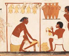 Wall painting of a man carrying ducks using a yoke