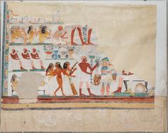 Ancient Egyptian banquet scene with musicians from Nakht tomb