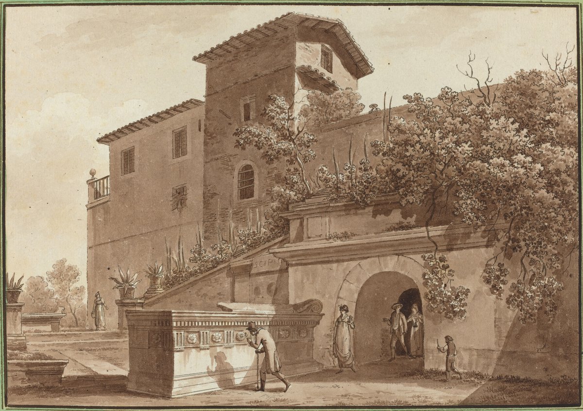 Historical drawing of the Tomb of the Scipios by Angelo Uggeri, dated 1803