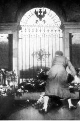 Fragment of the Tomb of the Unknown Soldier in Warsaw with visible flowers