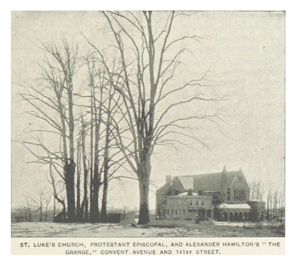 Historic St. Luke's Protestant Episcopal Church and Alexander Hamilton's The Grange in New York City circa 1893