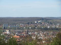 View from Winterberg over Sankt Johann and Rodenhof neighborhoods in Saarbrücken