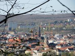 View from Winterberg over Sankt Johann and Rodenhof neighborhoods in Saarbrücken, Germany