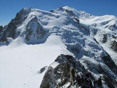 Snowdrifts of Mont-Blanc du Tacul viewed from Aiguille du Midi in Haute-Savoie, France