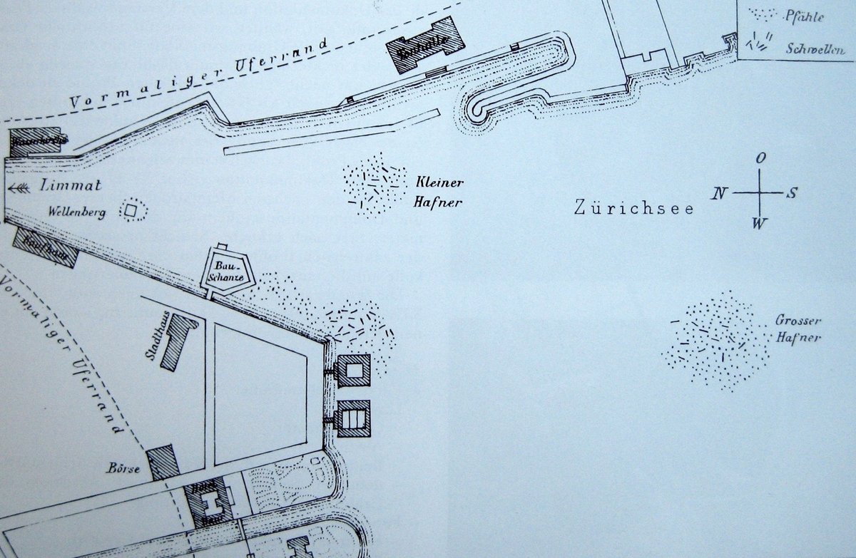 Photo of Grosser Hafner island and ancient settlement ruins in Zürich, Switzerland