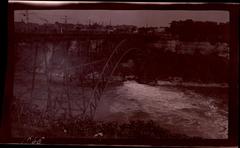 Upper Steel Arch Bridge Honeymoon Bridge over Niagara River connecting New York and Canada before 1938 collapse