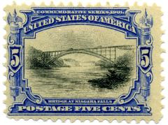 5-cent 1901 United States postage stamp showing Bridge at Niagara Falls