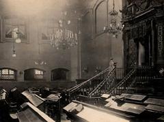 Interior view of the Holy Ark in the Great Synagogue of Vilna from 1920-1930