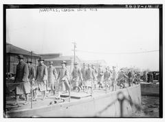 Marines in military uniform on League Island during historical period