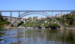 Ponte Maria Pia railway bridge in Porto over the Douro River