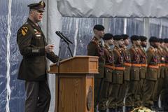 Maj. Gen. Peter B. Andrysiak delivering remarks at 80th anniversary Battle of the Bulge ceremony at Luxembourg American Cemetery on December 14, 2024