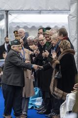 World War II veteran John Jack Foy shaking hands with NASA Administrator Bill Nelson at the 80th anniversary Battle of the Bulge ceremony Luxembourg American Cemetery