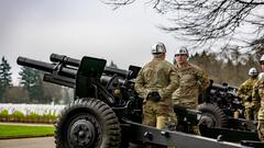 Military Police from 529th Military Police Company practicing cannon firing at Luxembourg American Cemetery