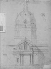 Sketch of Gustav Vasa Church at Odenplan in Stockholm by Agi Lindegren