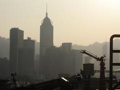 Hong Kong harbor with high-rise buildings and boats in 2005