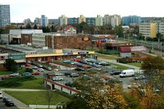 Ládví Metro station in Prague with part of Prague 8 - Kobylisy district
