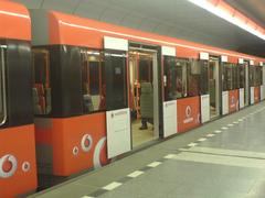 Vodafone advertising train at Ládví metro station