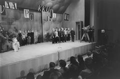 First public televised Christmas party broadcast by Yleisradio in Helsinki 1957 with children's choir and band